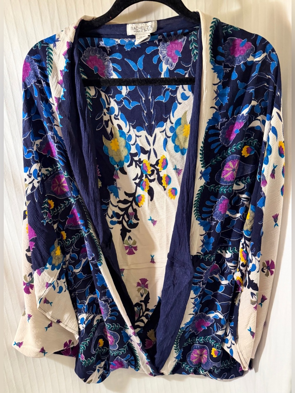 Rachel Zoe shawl scarf kimono top in gorgeous blue and purples one size